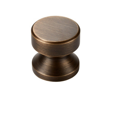 Plank Hardware Felix Satin Brass Antique Brass Effect Round Cabinet Knob (Dia)25Mm