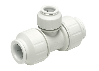 Jg Speedfit Pem3022cwp White Push-Fit Reducing Pipe Tee (Dia)15Mm X 15Mm X 22Mm