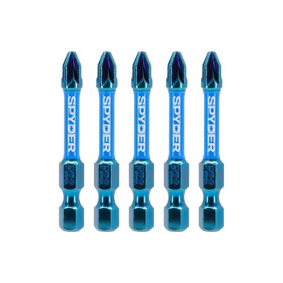 Spyder Mach-Blue Pz2 Impact Screwdriver Bits (L)50Mm, Pack Of 5