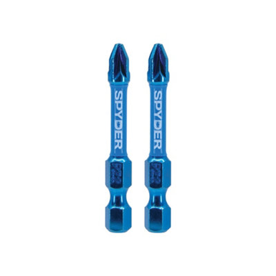 Spyder Mach-Blue Pz2 Impact Screwdriver Bits (L)50Mm, Pack Of 2