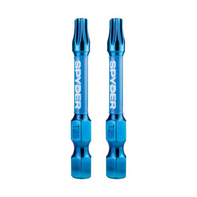 Spyder Mach-Blue Tx25 Impact Screwdriver Bits (L)50Mm, Pack Of 2