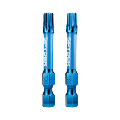 Spyder Mach-Blue Tx30 Impact Screwdriver Bits (L)50Mm, Pack Of 2