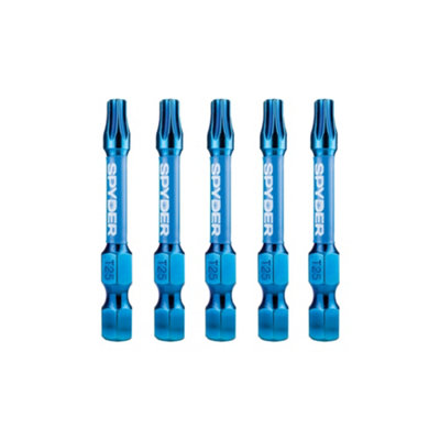 Spyder Mach-Blue Tx25 Impact Screwdriver Bits (L)50Mm, Pack Of 5