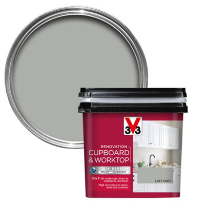 V33 Renovation Loft Grey Satinwood Kitchen Cupboard & Cabinet Paint, 750Ml