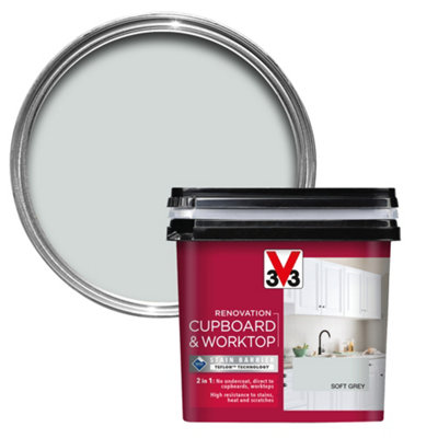 V33 Renovation Soft Grey Satinwood Cupboard & Cabinet Paint, 750Ml