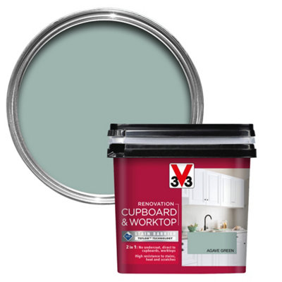V33 Renovation Agave Green Satinwood Cupboard & Cabinet Paint, 750Ml