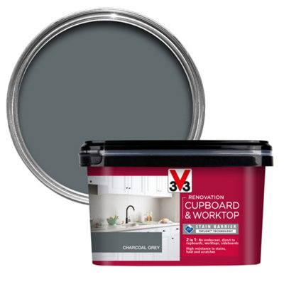 V33 Renovation Charcoal Grey Satinwood Cupboard & Cabinet Paint, 2L