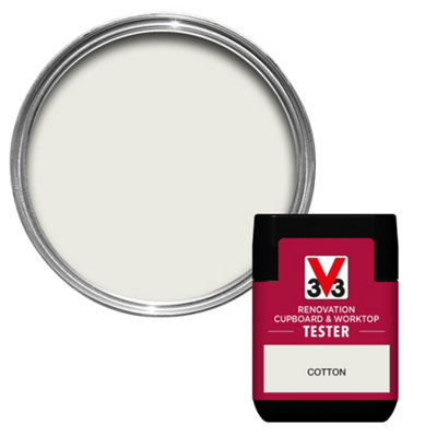 V33 Renovation Cotton Satinwood Cupboard & Cabinet Paint, 75Ml Tester Pot