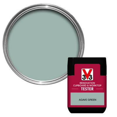 V33 Renovation Agave Green Satinwood Cupboard & Cabinet Paint, 75Ml Tester Pot