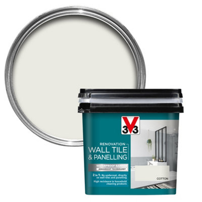 V33 Renovation Cotton Satinwood Bathroom Wall Tile & Panelling Paint, 750Ml