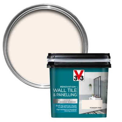 V33 Renovation Powder Pink Satinwood Wall Tile & Panelling Paint, 750Ml
