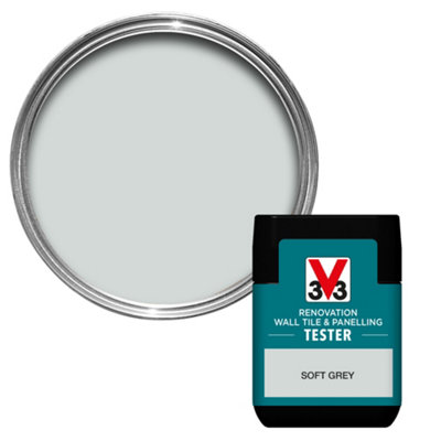 V33 Renovation Soft Grey Satinwood Wall Tile & Panelling Paint, 75Ml Tester Pot