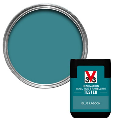 V33 Renovation Blue Lagoon Satinwood Wall Tile & Panelling Paint, 75Ml Tester Pot