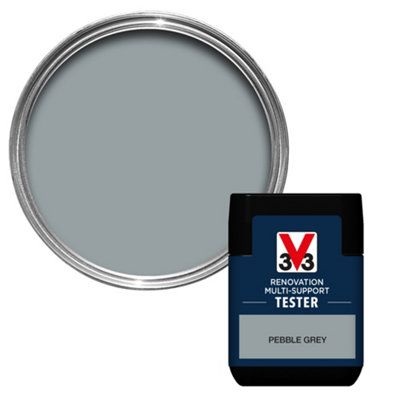 V33 Renovation Pebble Grey Satinwood Multi-Surface Paint, 50Ml Tester Pot