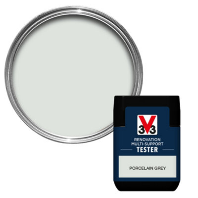 V33 Renovation Porcelain Grey Satinwood Multi-Surface Paint, 50Ml Tester Pot