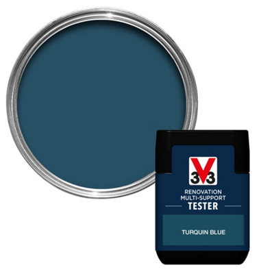V33 Renovation Turquin Blue Satinwood Multi-Surface Paint, 50Ml Tester Pot