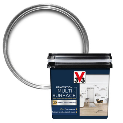 V33 Renovation White Satinwood Multi-Surface Paint, 750Ml