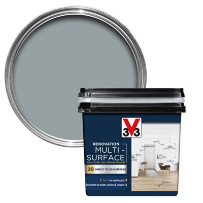 V33 Renovation Pebble Grey Satinwood Multi-Surface Paint, 750Ml
