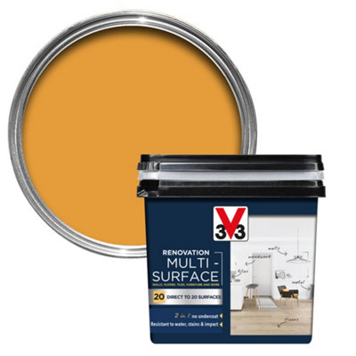 V33 Renovation Honey Yellow Satinwood Multi-Surface Paint, 750Ml
