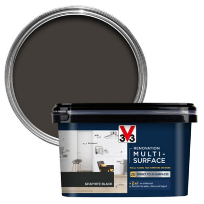 V33 Renovation Graphite Black Satinwood Multi-Surface Paint, 2L