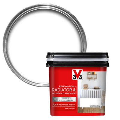 V33 Renovation White Satinwood Radiator & Appliance Paint, 750Ml