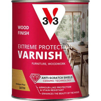 V33 Extreme Protection Antique Pine Satin Wood Varnish, 250Ml