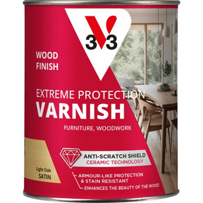 V33 Extreme Protection Light Oak Satin Wood Varnish, 250Ml