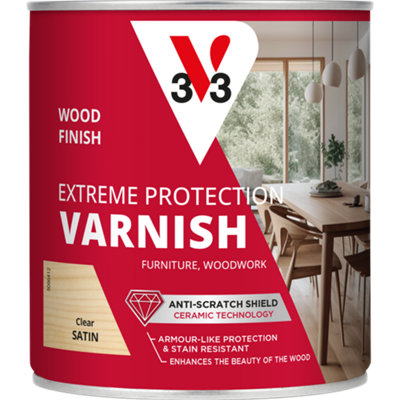 V33 Extreme Protection Clear Satin Wood Varnish, 750Ml
