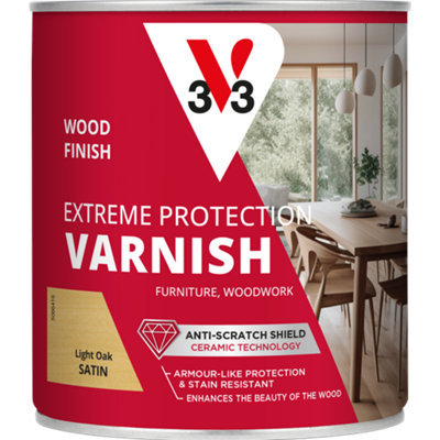 V33 Extreme Protection Light Oak Satin Wood Varnish, 750Ml
