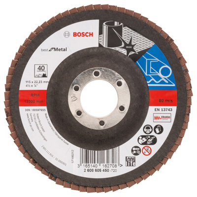 Bosch Professional 40 Grit Flap Disc (Dia)115Mm