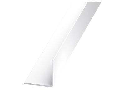 Cqfd White Polyvinyl Chloride (Pvc) Equal L-Shaped Angle Profile, (L)2.5M (W)20Mm (D)20Mm (T)1Mm