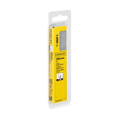Stanley 18 Gauge Galvanised Straight Collated Brads (L)25Mm, Pack Of 1000
