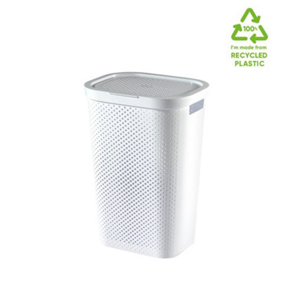 Curver Infinity White Plastic Large Laundry Hamper, 60L