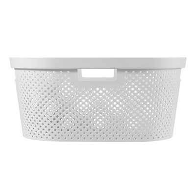 Curver Infinity White Dot Plastic Laundry Basket, 40L