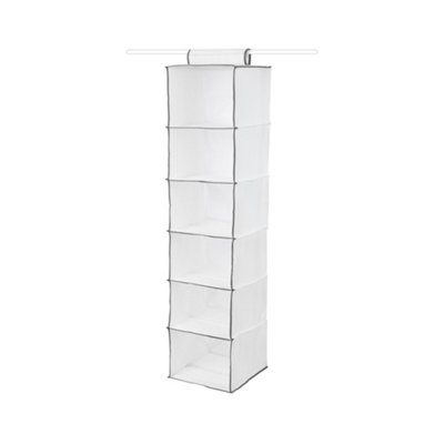 Compactor White Fabric 6 Tier Shoes Hanging Wardrobe Organiser