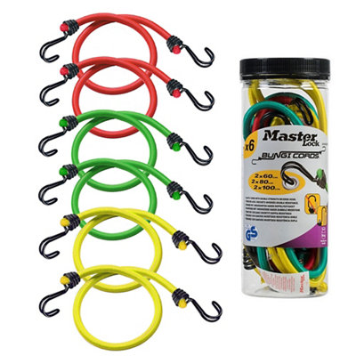 Master Lock Multicolour Bungee Cord With Hooks, Pack Of 6