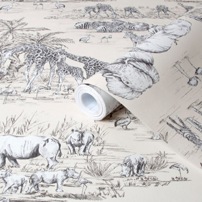 Goodhome Zircon Cream Metallic Effect Watering Hole Smooth Wallpaper