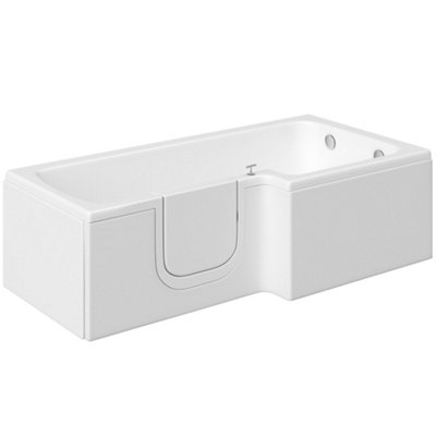 Cooke & Lewis White Easy-Access Acrylic L-Shaped Left-Handed Shower Bath (L)1700Mm (W)850Mm