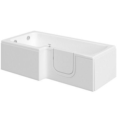 Cooke & Lewis White Easy-Access Acrylic L-Shaped Right-Handed Shower Bath (L)1700Mm (W)850Mm