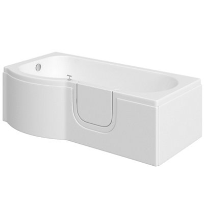 Cooke & Lewis White Easy-Access Acrylic P-Shaped Right-Handed Shower Bath (L)1675Mm (W)850Mm