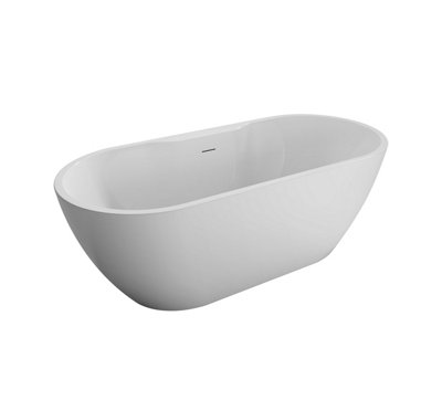 Cooke & Lewis Modern Gloss White Oval Freestanding Bath (L)165.5Cm (W)75Cm