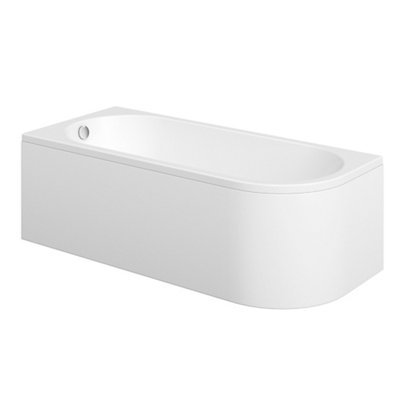 Cooke & Lewis Gloss White J-Shaped Bath Panel (H)51Cm (W)171Cm