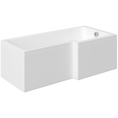 Cooke & Lewis Solarna White Acrylic L-Shaped Right-Handed Shower Bath (L)1500Mm (W)850Mm