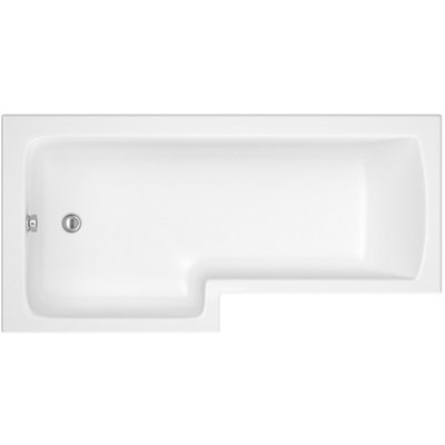 Cooke & Lewis Solarna White Acrylic L-Shaped Left-Handed Shower Bath (L)1700Mm (W)850Mm