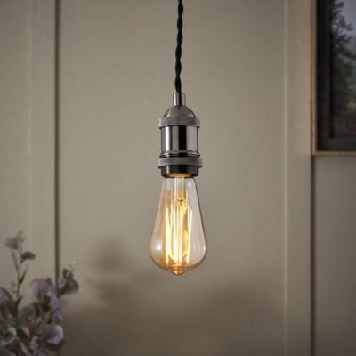 Colours Satin Grey Pewter Effect Pendant Ceiling Light, (Dia)100Mm