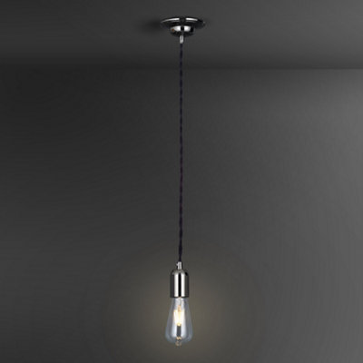Colours Pendant Fabric & Metal Black Nickel Effect Ceiling Light