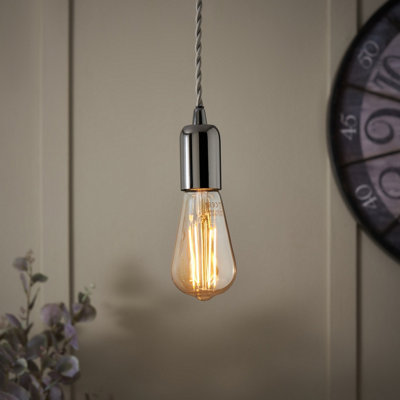 Colours Pendant Fabric & Metal Grey Nickel Effect Ceiling Light