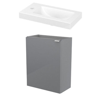 Goodhome Imandra Gloss Grey & White Wall-Mounted Vanity Unit & Basin Set (W)440Mm (H)550Mm