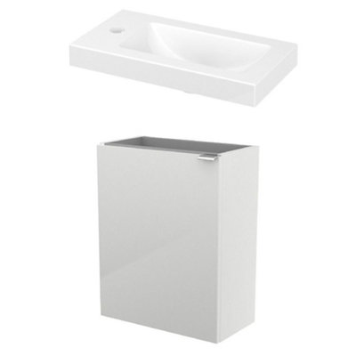 Goodhome Imandra Gloss White Wall-Mounted Vanity Unit & Basin Set (H)550Mm