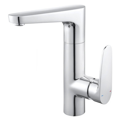 Goodhome Cavally Swivel Tall Chrome Effect Round Basin Mono Mixer Tap
